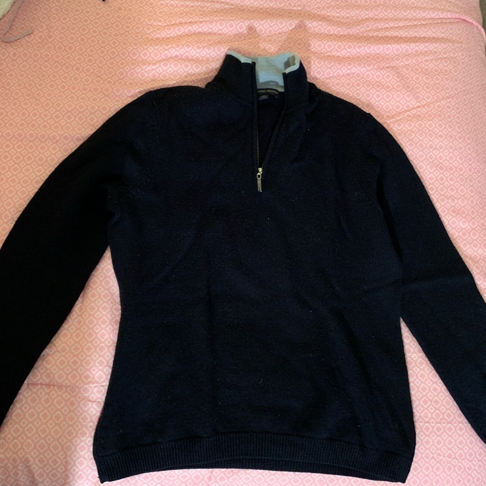 Navy Brooks Brothers Quarter Zip Wool
